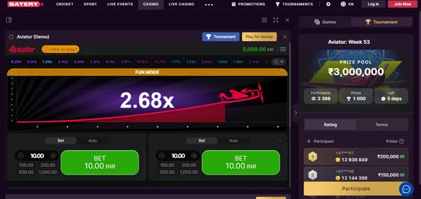 Battery Aviator game